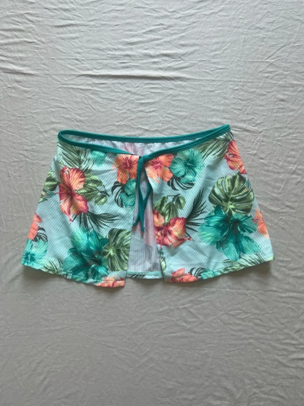 Justice Girl’sTropical Floral Swim Skirt - Teal & Coral